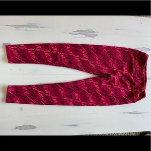 Rare Lularoe Valentine “love” leggings, black/pink/red, OS, like new